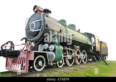 L'ancienne locomotive à vapeur de la Thaïlande sur fond blanc Banque D'Images