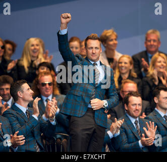 Gleneagles, Sangüesa, Perthshire, en Écosse. 25 Septembre, 2014. La Ryder Cup. Ian Poulter (EUR) lors de la cérémonie d'ouverture. Credit : Action Plus Sport/Alamy Live News Banque D'Images