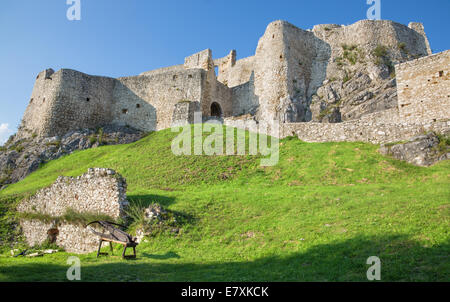 SPISSKY HRAD, Slovaquie - 19 juillet 2014 : Regardez de milieu cour du château. Banque D'Images