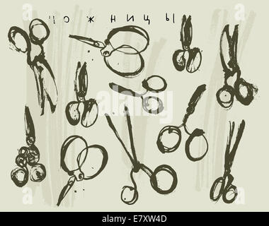 Image symbolique de ciseaux dans un grand nombre de Banque D'Images