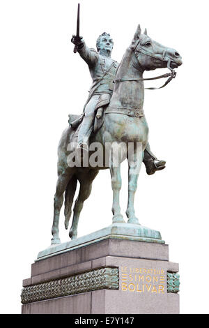 Statue de Simon Bolivar sur blanc Banque D'Images