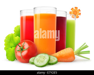 Les jus de légumes frais isolated on white Banque D'Images