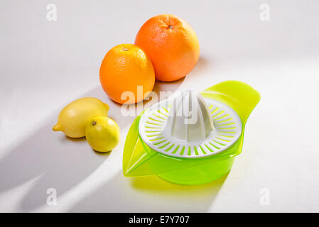 Un presse-agrumes avec lime, citron, orange et pamplemousse Banque D'Images