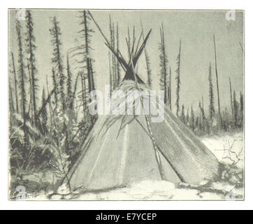 Cette illustration de 1896 de Pike représente un camp d'hiver, capturant l'environnement difficile et les structures simples utilisées par les gens pendant les mois les plus froids. L'image met en évidence l'adaptabilité et la résilience de ceux qui vivent dans de telles conditions. Banque D'Images