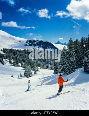 Ski Morgins ski Alpes Suisse Valais Suisse Banque D'Images