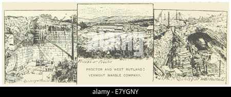 Cette illustration de 1891 représente les installations de Vermont Marble Company situées à Proctor et West Rutland, Vermont. Le croquis met en valeur l’importance de l’entreprise dans l’industrie du marbre, mettant en évidence les opérations d’extraction et de transformation à la fin du XIXe siècle. Banque D'Images
