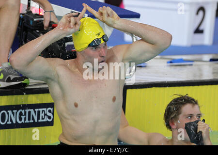 Daniel Fox de l'Australie remporte l'or dans la piscine dans le ParaSport Mens 200m libre S14 à la Finale des Jeux du Commonwealth de 2014, Banque D'Images