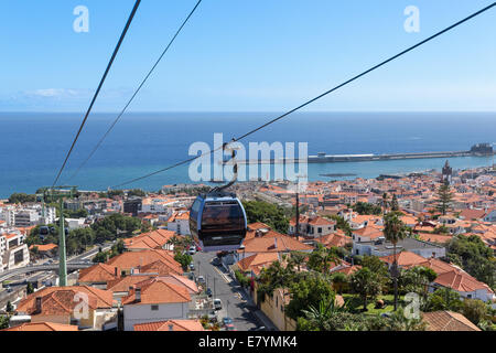 Téléphérique de Monte à Funchal, Madère Portugal avec vue aérienne sur la ville Banque D'Images