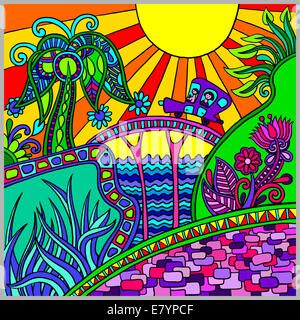 La composition du paysage artistique décoratif de couleur Banque D'Images