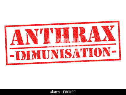 L'immunisation de l'ANTHRAX de tampon en caoutchouc rouge sur un fond blanc. Banque D'Images