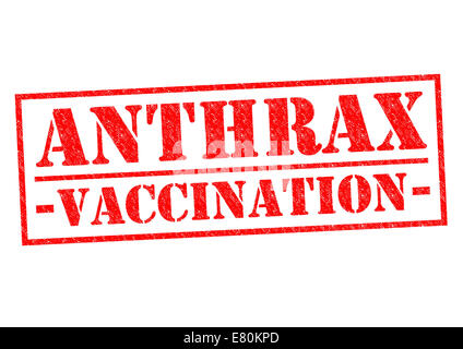 Vaccin contre l'ANTHRAX de tampon en caoutchouc rouge sur un fond blanc. Banque D'Images