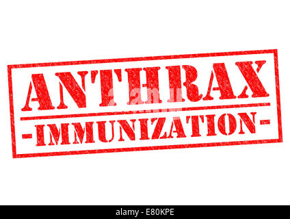 L'immunisation de l'ANTHRAX de tampon en caoutchouc rouge sur un fond blanc. Banque D'Images