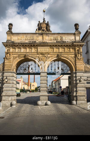 L'entrée de la brasserie de Pilsen, Pilsner Urquell, Pilsen, Plzen, République Tchèque, République Tchèque, Europe. Banque D'Images