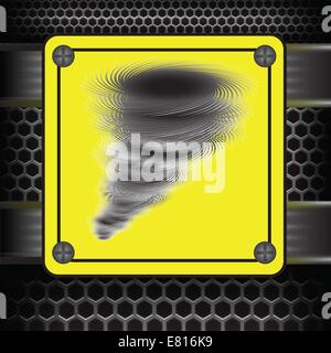 Illustration en couleurs avec l'ouragan panneau d'avertissement sur fond sombre Banque D'Images