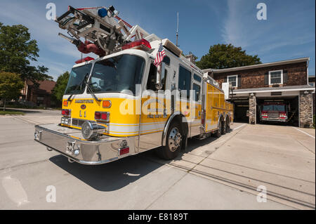 Jamestown, Rhode Island Station du service d'incendie et d'appareils. Banque D'Images