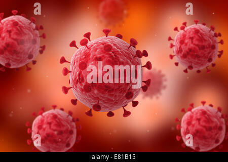 Vue microscopique des virus. Banque D'Images