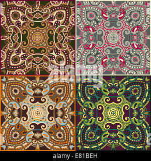 Quatre fleurs ornementales seamless texture collection Banque D'Images