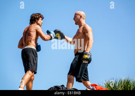 Miami Beach Florida,South Pointe Park,point,boxe,formation,boxer,instructeur,étudiants éducation élèves élèves élèves, visiteurs voyage à Banque D'Images