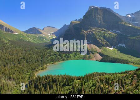 Les eaux turquoise du lac Grinnell dans le Glacier de l'article de Glacier National Park, Montana, USA Banque D'Images