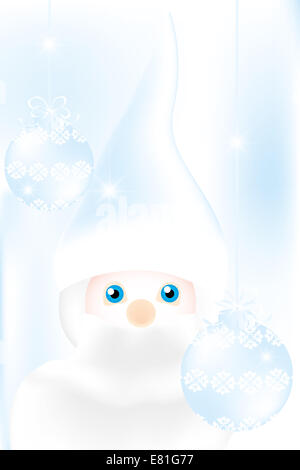 Mister Frost - belle illustration en bleu à froid avec l'homme et de boules de Noël sur fond givré Banque D'Images
