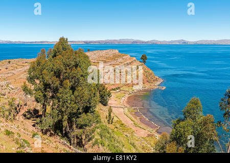 L'île de Taquile ou Intika Island, lac Titicaca, Pérou Banque D'Images