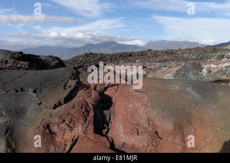 Monument naturel Tubo Volcánico de Todoque Las en Manche, à partir de la coulée de lave de 1949, La Palma, Canary Islands, Spain Banque D'Images