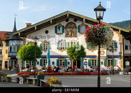 Hotel und Gasthof Alte Post avec Lüftlmalerei, Oberammergau, Upper Bavaria, Bavaria, Germany Banque D'Images