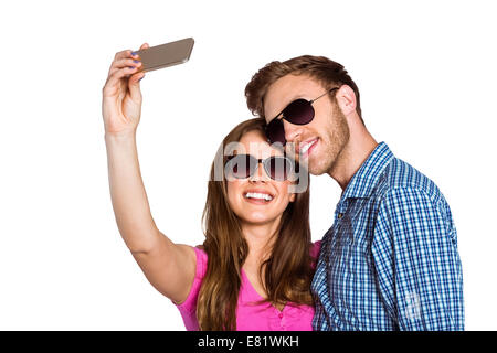 En couple avec selfies smart phone Banque D'Images