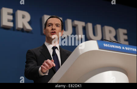 MP, GEORGE OSBORNE, CHANCELIER DE L'ÉCHIQUIER 29 septembre 2014 CPI BIRMINGHAM ENGLAND Banque D'Images