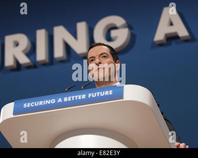 MP, GEORGE OSBORNE, CHANCELIER DE L'ÉCHIQUIER 29 septembre 2014 CPI BIRMINGHAM ENGLAND Banque D'Images