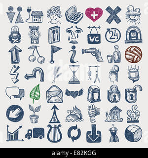 49 dessin doodle icon set Banque D'Images