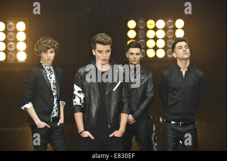 J'Union photographié à divers endroits à Londres avec : George Shelley,Josh Cuthbert,Jaymi Hensley,JJ Hamblett Où : London, Royaume-Uni Quand : 25 Mars 2014 Banque D'Images