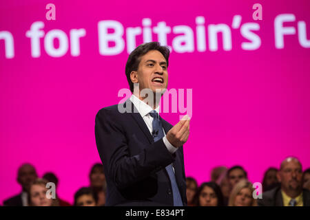 Ed Miliband, leader du parti du travail, adresses de la conférence du parti travailliste Banque D'Images