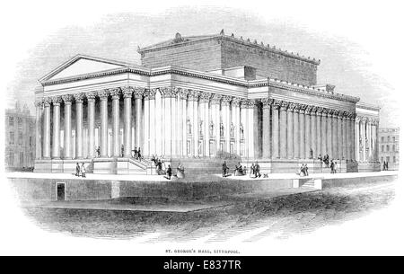 Saint George's Hall Liverpool vers 1844 Banque D'Images