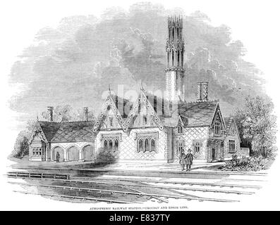 La gare de Croydon atmosphérique 1844 ligne d'Epsom Banque D'Images