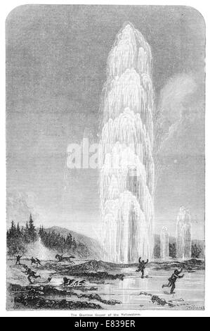 Le Parc National de Yellowstone Geyser Giantess Old Faithful vers 1885 Banque D'Images