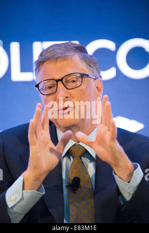 Washington, DC, USA. Sep 29, 2014. Bill Gates, philanthrope et co-fondateur de Microsoft, sur le virus Ebola et d'autres sujets dans un entretien avec Susan Politico Glasser et Mike Allen dans la première d'une "Les Leçons de la série des leaders à la Bank of America près de bureaux de la Maison Blanche à Washington, DC. Crédit : Jay Egelsbach/ZUMA/Alamy Fil Live News Banque D'Images