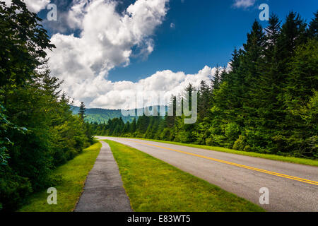 Sentier de randonnée le long de la Blue Ridge Parkway en Caroline du Nord. Banque D'Images