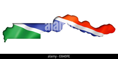 Gambie Carte Drapeau, trois dimensions, render, isolated on white Banque D'Images