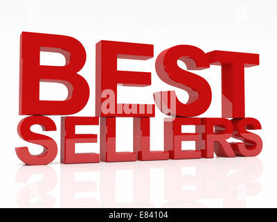Image 3D de meilleures ventes texte sur fond blanc Banque D'Images