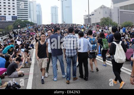 Des manifestants dans le quartier central de Hong Kong Banque D'Images