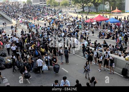 Des manifestants dans le quartier central de Hong Kong Banque D'Images