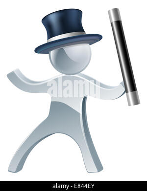 Mascotte magicien homme illustration avec baguette et top hat Banque D'Images