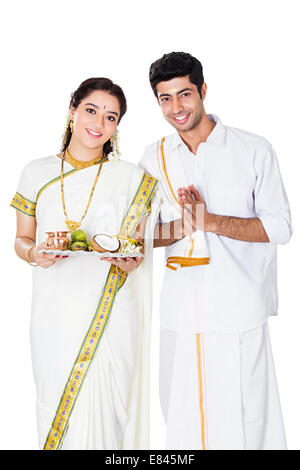 Couple indien du sud Bienvenue Banque D'Images