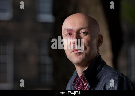 Christopher Brookmyre, écrivain écossais, à l'Edinburgh International Book Festival 2014. Edimbourg, Ecosse. Banque D'Images