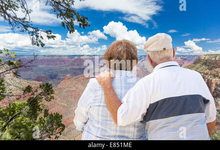 Heureux, Hugging Couple sur le Grand Canyon. Banque D'Images