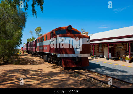 Le Ghan dans le vieux Ghan Heritage Railway et du Musée, l'Alice Springs, Territoire du Nord, Australie Banque D'Images