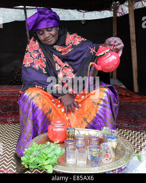 La nomade africaine de Mauritanie cérémonie du thé cérémonie du thé.Mauritanie.nomade.Afrique du Nord Banque D'Images