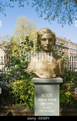 Statue de la Deuxième Guerre mondiale, agent SOE alliées Noor Inayat Khan aka Nora Baker (1914-1944) dans la région de Gordon Square Bloomsbury Londres UK Banque D'Images