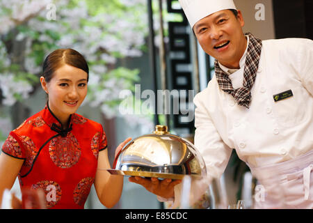 Chef avec client Banque D'Images